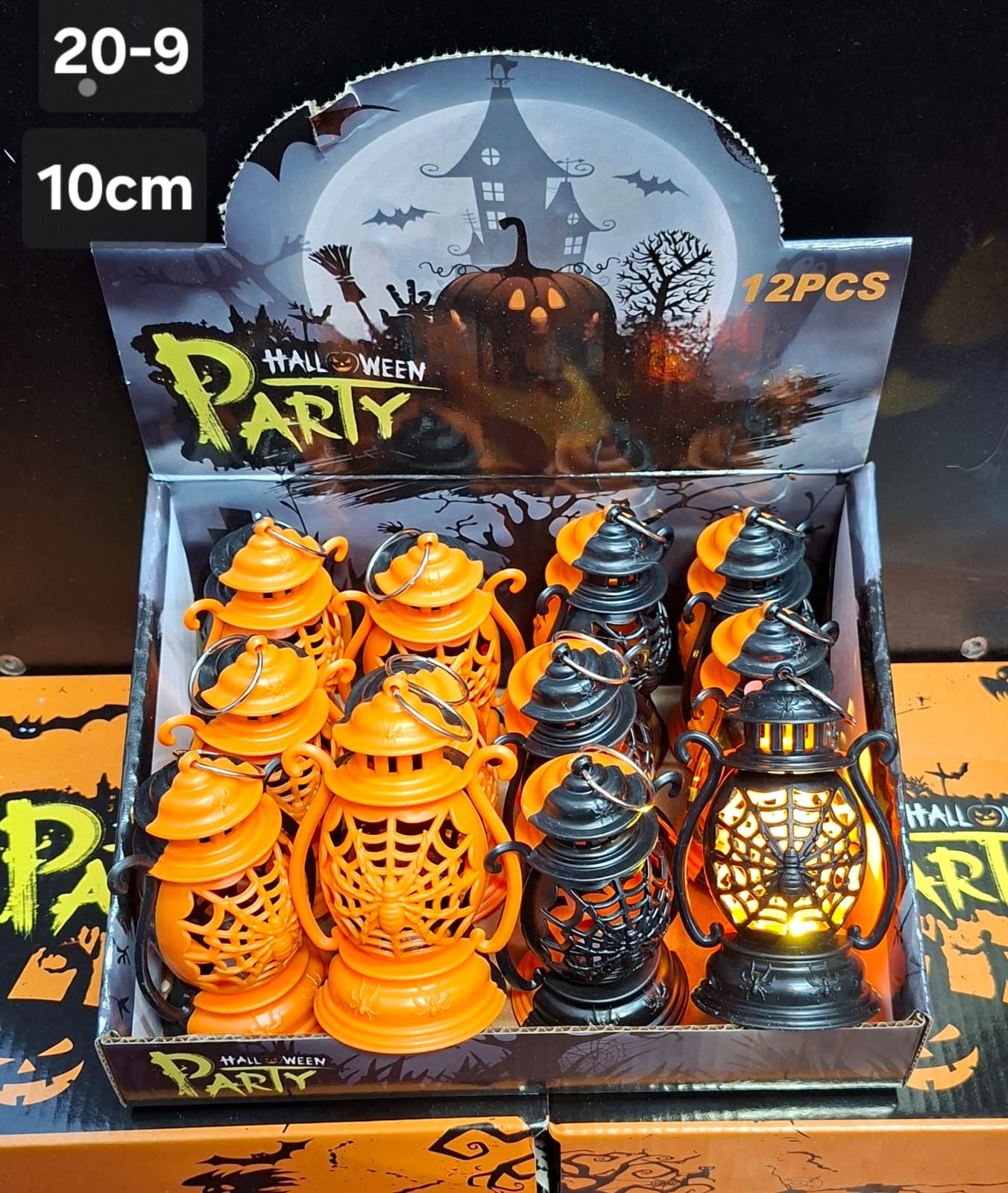 Set 12 Felinare Halloween cu LED, 10 cm – Decorațiuni Party
