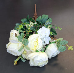 Buchet cu Bujori ivory 49cm – Flori Artificiale din Material Textil