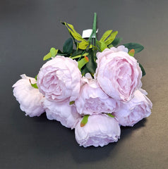 Buchet bujori artificiali roz pal – 7 flori, aspect natural 40cm