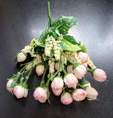 Buchet Bogat cu Boboci de Trandafiri roz deschis 30cm – Flori Artificiale Decorative