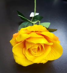 Fir Trandafir artificial material textil galben 50cm