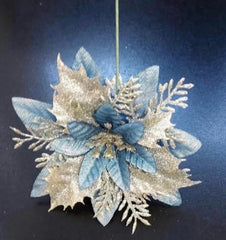 Crăciuniță albastră cu glitter auriu – set 24 bucăți