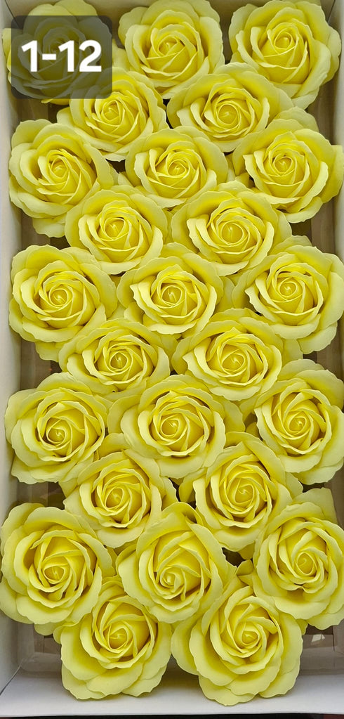 Trandafiri din pastă de săpun galben deschis – Set 25 bucăți, 8cm