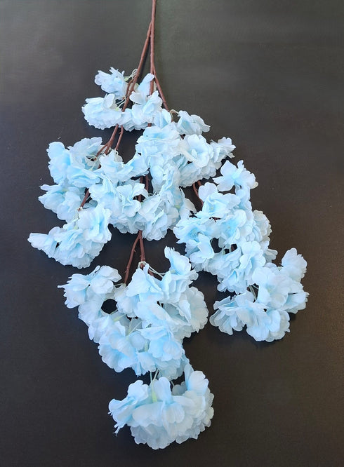 Fir decorativ cu flori de cireș bleu – decor artificial floral 95cm