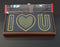 Cutie din carton roșie pentru flori cu burete floral și capac transparent – model „I ♥ U” 50x13cm