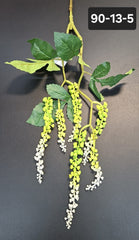 Ramură artificială cu ciorchini verzi și albi - 75cm