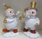 Omuleți de zăpadă – decor ceramic Crăciun alb-auriu 2/set 15cm