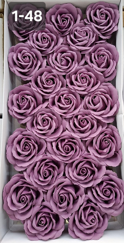 Trandafiri din pastă de săpun mauve – Set 25 bucăți, 8cm