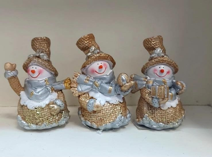 Omuleți de zăpadă – decor ceramic Crăciun - 3/set 7cm
