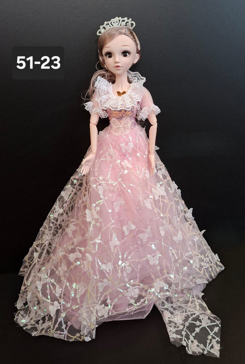 Păpușă Prințesă cu Rochie Roz Elegantă - 60cm