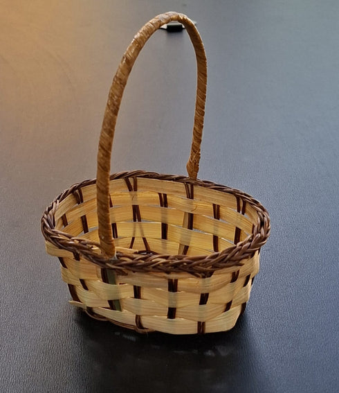Coșuleț decorativ împletit cu mâner, natural, 10×8cm