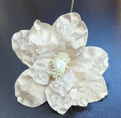 Flori Crăciun crem cu perle – flori decorative elegante 10/set