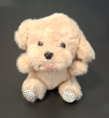 Breloc Cățeluș de pluș bej cu lăbuțe cu cristale – 14cm