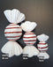 Figurine de brad bomboană alb-roșu cu sclipici – (25cm/18cm/12cm) 10/set