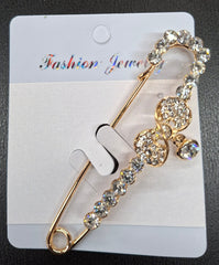 Broșe Tip Ac de Siguranță cu Strasuri – Model Elegant Auriu 12/set