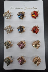 Broșe Buburuză cu Strasuri Colorate - 12/SET