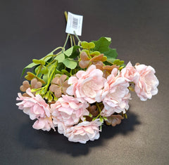 Buchet artificial flori cires roz cu frunze verzi - 32cm