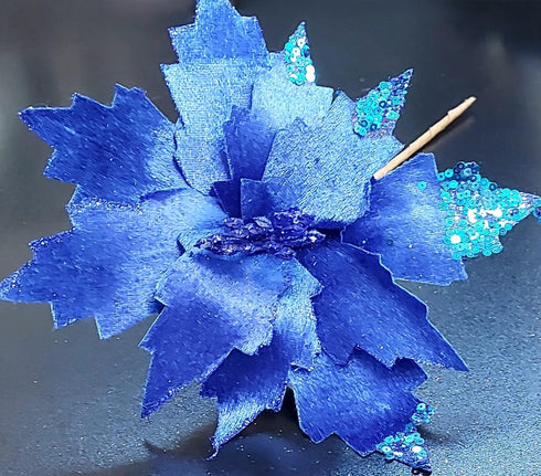 Crăciunițe artificiale albastre – flori decorative festive 10/set