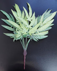 Buchet decorativ artificial cu frunze zimțate – model verde deschis, textură mată
