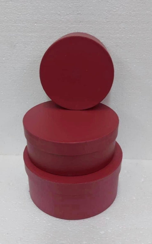 Set 3 cutii rotunde din carton – Burgundy