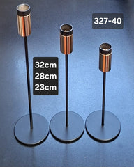 Set 3 sfeșnice moderne metalice negru-auriu – 32cm, 28cm, 23cm