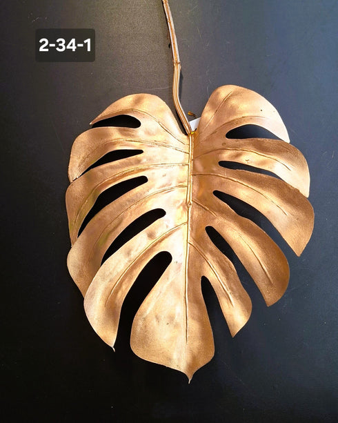 Frunză decorativă aurie Monstera - 75cm