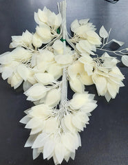 Set 12 ramuri decorative artificiale ivoire – model cu frunze rotunjite, stil minimalist