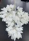 Set 12 ramuri decorative artificiale alb mat – model cu frunze ovale, finisaj elegant