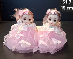 Păpuși cu Rochie Roz și Fundă - 15cm 10/set