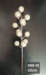 Bobite decorative Crăciun sidefate pe tijă 22cm – set 100 buc