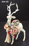 Figurină Ren de Crăciun Decorativ, Alb cu Fundă și Biluțe Roșii - 12x27cm