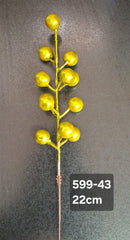 Bobite decorative Crăciun aurii lucioase pe tijă 22cm – set 100 buc