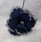 Flori Crăciun bleumarin cu margine argintie 10/set