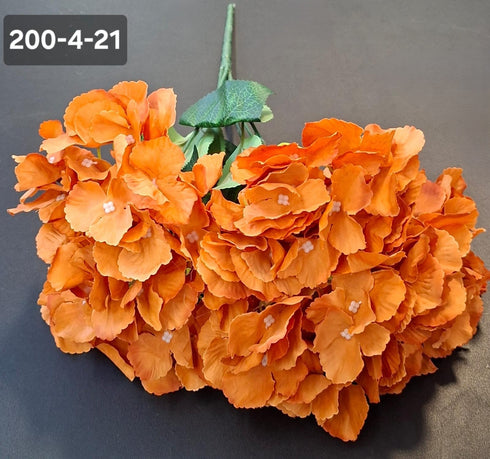 Buchet cu hortensii artificial portocaliu din material textil - 42cm