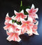Buchet decorativ cu flori de crin roz-alb – aranjament floral artificial pentru decor elegant