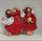 Set 2 figurine ingerasi de iarnă rosii, decor ceramic Crăciun - 9cm