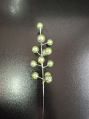 Bobite decorative Crăciun verzi lucioase pe tijă 22cm – set 100 buc