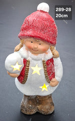 Figurină fetiță cu căciulă roșie, decor ceramic Crăciun - 20cm