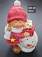 Figurină fetiță cu om de zăpadă, decor ceramic Crăciun - 18cm