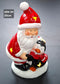 Figurină Moș Crăciun cu pinguin, decor ceramic Crăciun - 20cm