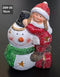 Figurină fetiță cu om de zăpadă, decor ceramic Crăciun - 15cm