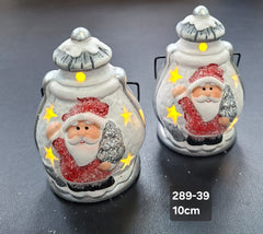 Set 2 felinare ceramice Moș Crăciun, decor ceramic Crăciun - 10cm