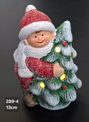 Decor ceramic Crăciun fetiță cu brad luminos - 13cm