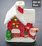 Căsuță luminoasă decor ceramic Crăciun rosu cu Moș Crăciun - 15cm