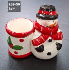 Suport decor ceramic Crăciun om de zăpadă ceramic - 8cm