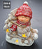 Decor ceramic Crăciun fetiță pe sanie cu brad luminos - 14cm