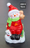 Decor ceramic Crăciun om de zăpadă cu cățel luminos - 15cm