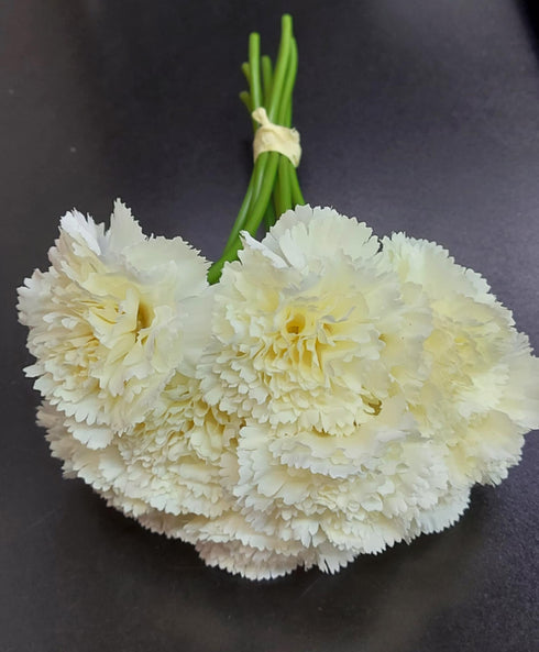 Buchet garoafe artificiale crem 26cm - 9 fire