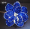 Floare decorativă de Crăciun albastru regal cu paiete și accente argintii – Ø 28cm, tijă 40cm