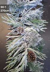 Ghirlandă Crăciun cu conuri și zăpadă artificială - 270cm
